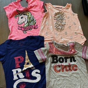 Bundle of four sequin girls tops